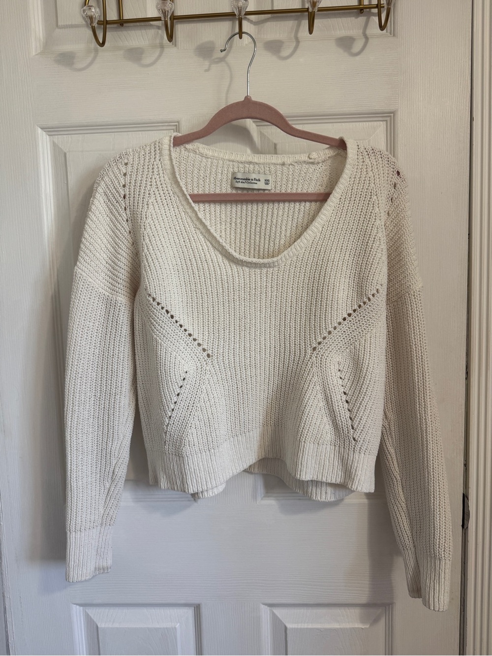 A&F White Slouchy Chenille Sweater